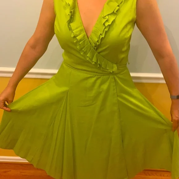 lafayette 148 green dress LAFAYETTE 148 Green Pleated Faux Wrap Bodice Ruched Long Sleeve Dress 3X  22W 24W